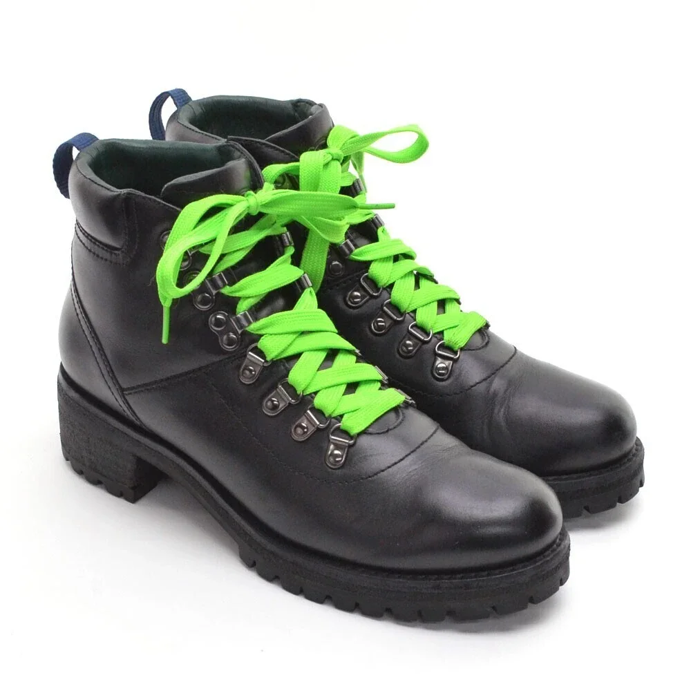 Tory Burch Gunton Black Leather Lace Up Ankle Boots 8.5